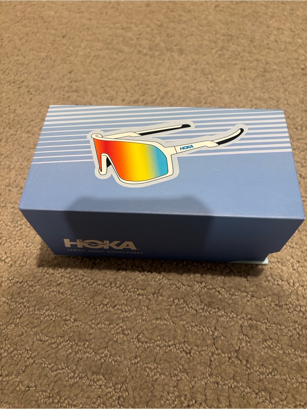 Hoka White Frame Rainbow Mirrored Lens Performance Sunglasses - Picture 2 of 2